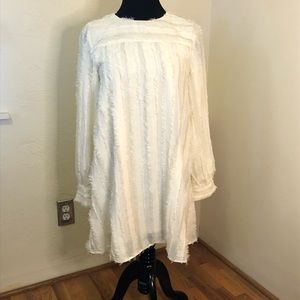 Boutique Loveriche Savannah 7’s Cream Ivory White Shift Dress with Fringe Detail